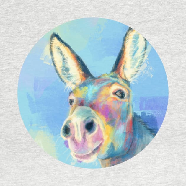 Carefree Donkey - Farm Animal Portrait by Flo Art Studio